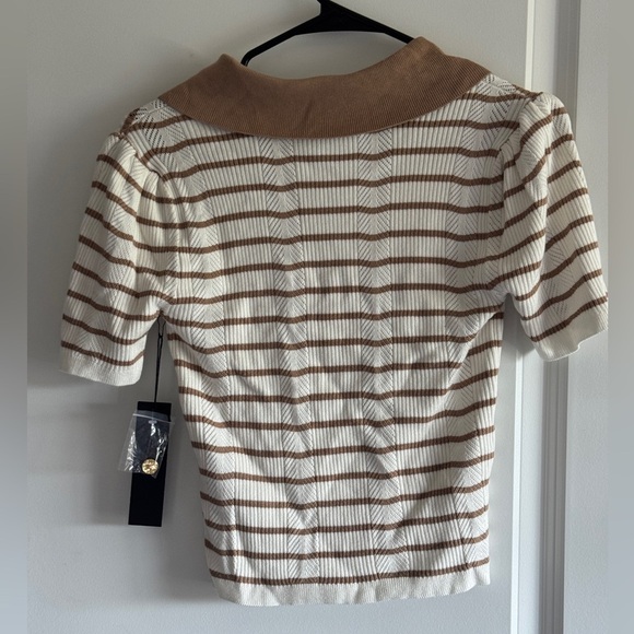 NVLT Beige and White Striped Button Down Shirt - Picture 11 of 12